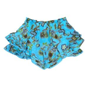Aerie Blue Floral Ruffle Shorts